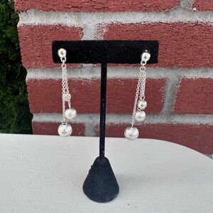 Monet Vintage Elegant Silver tone Dangle Earrings